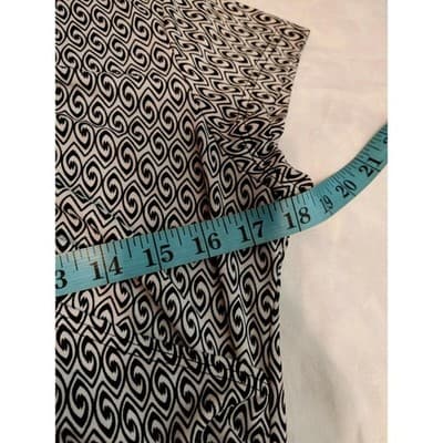 Michael Taylor Apparel Black White Geometric Print V Neck Ruched Sheath Dress L - Thumbnail 9