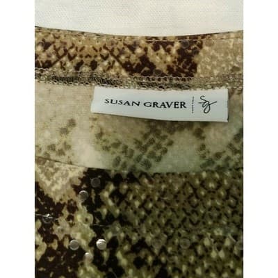 Susan Graver Womens Snakeskin Pattern Cut Out Sleeve Long Top Size M - Thumbnail 5