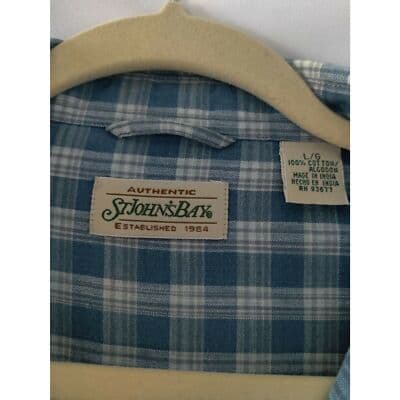 ST John's Bay Men's Blue Plaid Button Up Shirt Authentic Short Sleeve Size Large - Thumbnail 3