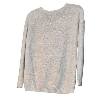 ANA A NEW APPROACH Womens Sequin Knit Sweater Light Blue Medium M Sparkle - Thumbnail 2