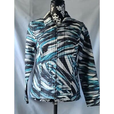 Christopher & Banks Plaid Full Zip Jacket Womens Blue Black White Size Small - Image 1