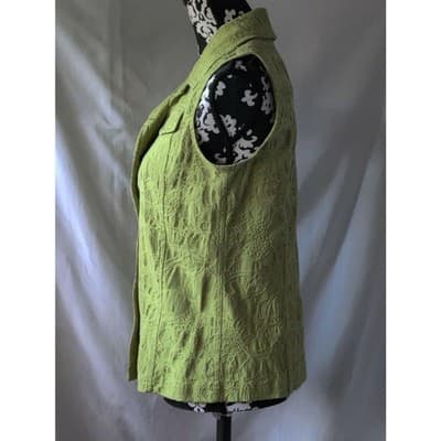 Additions By Chico's Vest Lace Up Button Front Collared Green Womens Size 0 - Thumbnail 5