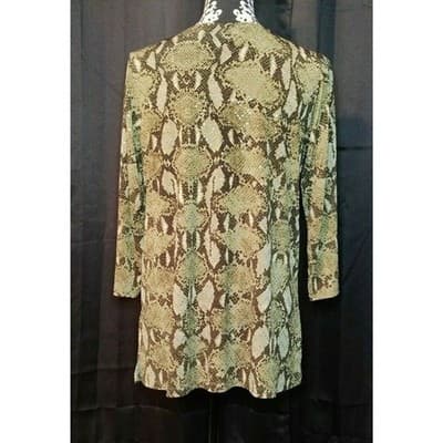 Susan Graver Womens Snakeskin Pattern Cut Out Sleeve Long Top Size M - Thumbnail 2