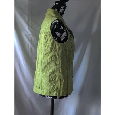 Additions By Chico's Vest Lace Up Button Front Collared Green Womens Size 0 - Thumbnail 3