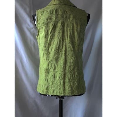 Additions By Chico's Vest Lace Up Button Front Collared Green Womens Size 0 - Thumbnail 4