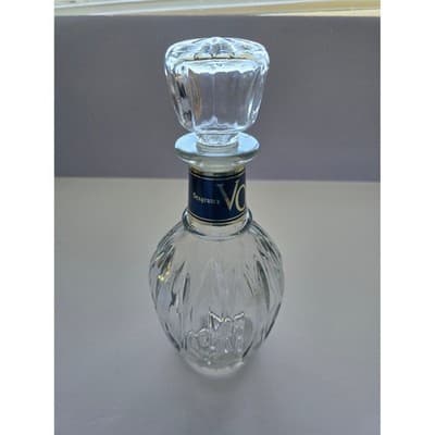 Seagrams VO Glass Decanter Bottle Crystal Cut Stopper 1977 Vintage Collectible - Thumbnail 2