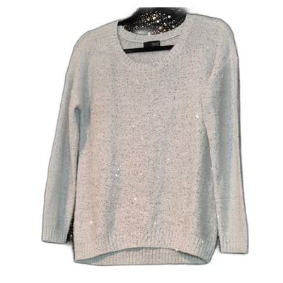 ANA A NEW APPROACH Womens Sequin Knit Sweater Light Blue Medium M Sparkle - Image 1