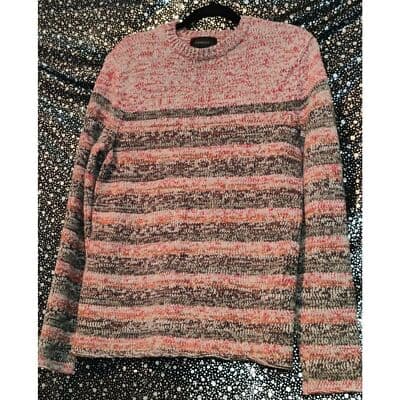 Express Long Sleeve Womens Sweater Stripe Round Neck Cotton Size Small - Image 1