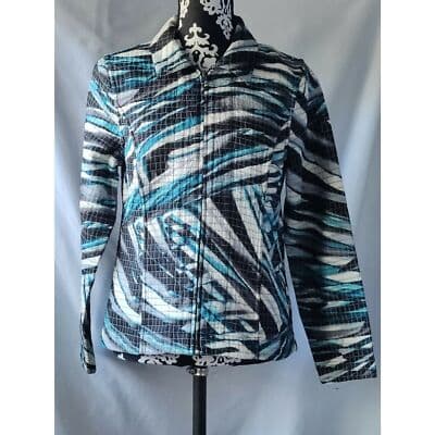 Christopher & Banks Plaid Full Zip Jacket Womens Blue Black White Size Small - Thumbnail 2