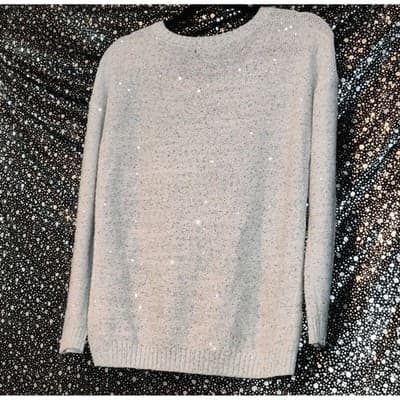 ANA A NEW APPROACH Womens Sequin Knit Sweater Light Blue Medium M Sparkle - Thumbnail 11