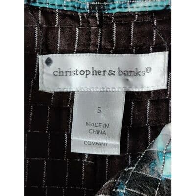 Christopher & Banks Plaid Full Zip Jacket Womens Blue Black White Size Small - Thumbnail 6