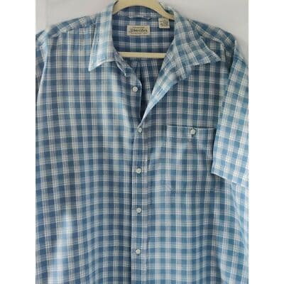 ST John's Bay Men's Blue Plaid Button Up Shirt Authentic Short Sleeve Size Large - Thumbnail 2