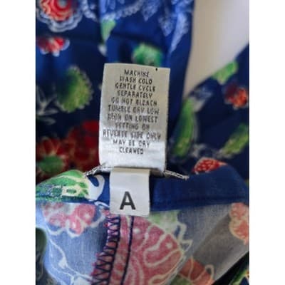 Chicos Floral Turtle Wide Leg Cropped Pants Women Size 1.5 Blue Red Green - Thumbnail 8