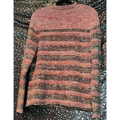 Express Long Sleeve Womens Sweater Stripe Round Neck Cotton Size Small - Thumbnail 3