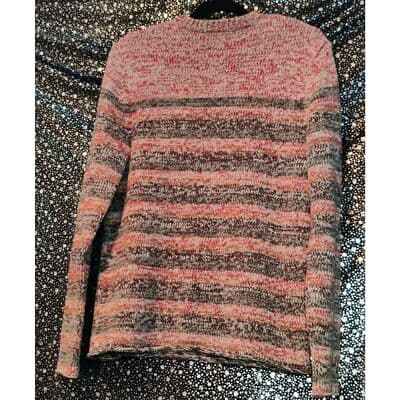 Express Long Sleeve Womens Sweater Stripe Round Neck Cotton Size Small - Thumbnail 4