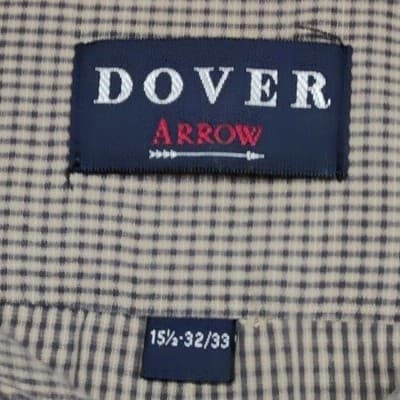 Dover Arrow Mens Brown Black Micro Check Broadcloth Button Down Shirt 15.5 32/33 - Thumbnail 3
