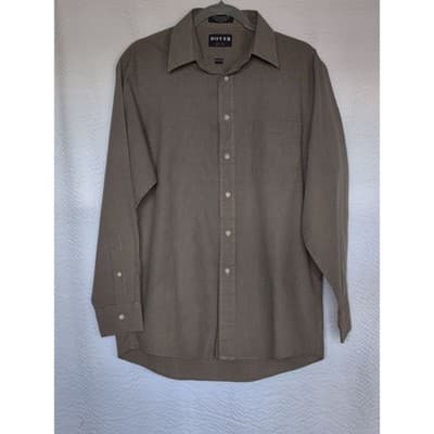 Dover Arrow Mens Brown Black Micro Check Broadcloth Button Down Shirt 15.5 32/33 - Thumbnail 12