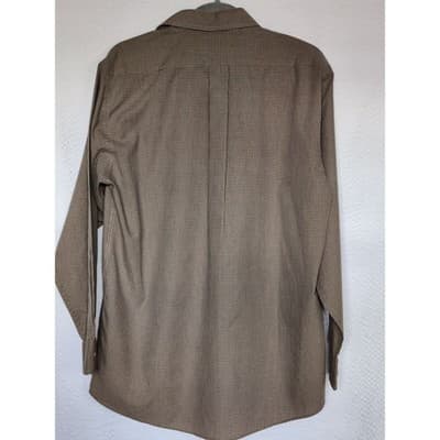 Dover Arrow Mens Brown Black Micro Check Broadcloth Button Down Shirt 15.5 32/33 - Thumbnail 2