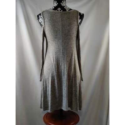 TMG New York Womens Gray Marled Cold Shoulder A-Line Knit Dress Medium RJD190 - Thumbnail 2