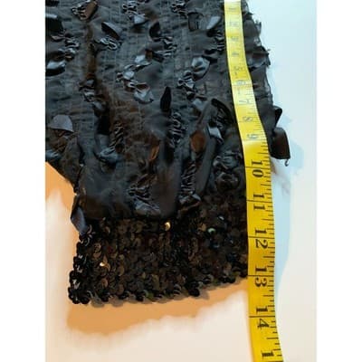 Siasia New York Vintage Black Sequin Ribbon Applique Batwing Blouse Small - Thumbnail 9