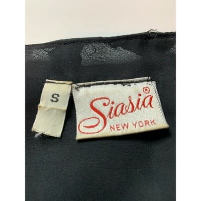 Siasia New York Vintage Black Sequin Ribbon Applique Batwing Blouse Small - Thumbnail 3