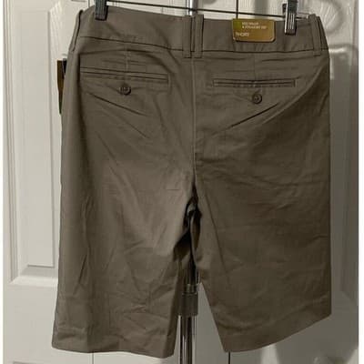 Mossimo Womens Khaki Bermuda Shorts Mid Waist Straight Hip Fit 3 Tan Size 4 NEW - Thumbnail 2