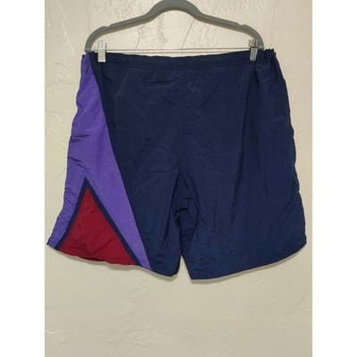 Vintage Speedo Mens Large Colorblock Swim Trunks Navy Green Purple 90s Retro - Thumbnail 6