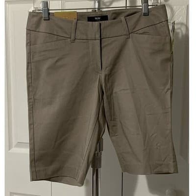 Mossimo Womens Khaki Bermuda Shorts Mid Waist Straight Hip Fit 3 Tan Size 4 NEW - Thumbnail 8