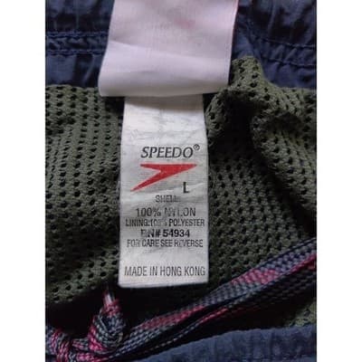 Vintage Speedo Mens Large Colorblock Swim Trunks Navy Green Purple 90s Retro - Thumbnail 4