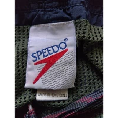 Vintage Speedo Mens Large Colorblock Swim Trunks Navy Green Purple 90s Retro - Thumbnail 3