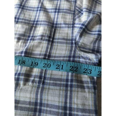 Gap Factory Store Mens L Blue Plaid Short Sleeve 100% Cotton Button Down Shirt - Thumbnail 6