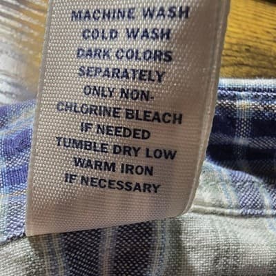 Gap Factory Store Mens L Blue Plaid Short Sleeve 100% Cotton Button Down Shirt - Thumbnail 4