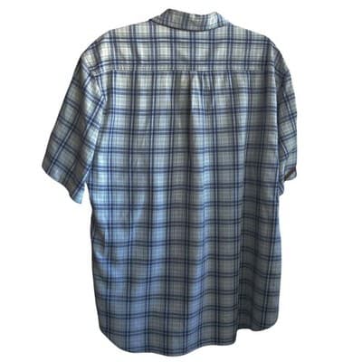 Gap Factory Store Mens L Blue Plaid Short Sleeve 100% Cotton Button Down Shirt - Thumbnail 2