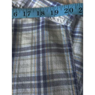 Gap Factory Store Mens L Blue Plaid Short Sleeve 100% Cotton Button Down Shirt - Thumbnail 5