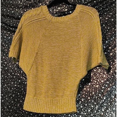Ann Taylor LOFT Sweater Cable Knit Cotton Round Neck Short Sleeve Yellow Size XS - Thumbnail 4