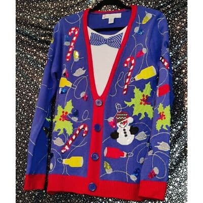 Jolly Sweaters Christmas Womens Ugly Sweater Button Up Long Sleeve Size S - Thumbnail 4