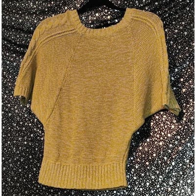 Ann Taylor LOFT Sweater Cable Knit Cotton Round Neck Short Sleeve Yellow Size XS - Thumbnail 5