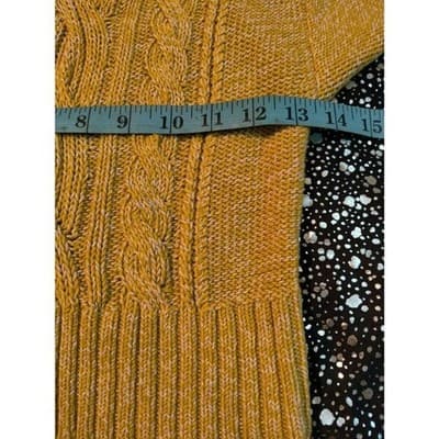 Ann Taylor LOFT Sweater Cable Knit Cotton Round Neck Short Sleeve Yellow Size XS - Thumbnail 10