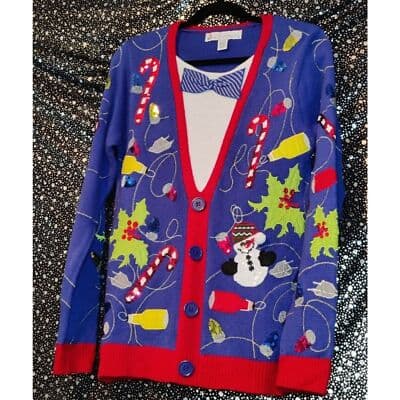 Jolly Sweaters Christmas Womens Ugly Sweater Button Up Long Sleeve Size S - Thumbnail 3