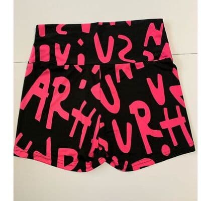 Pickyboo Women's Graffiti Print Leggings Size S Neon Pink & Black - Thumbnail 6