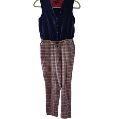 Tommy Hilfiger Womens Jumpsuit Button Front Sleeveless Drawstring Waist Size 12 - Thumbnail 2