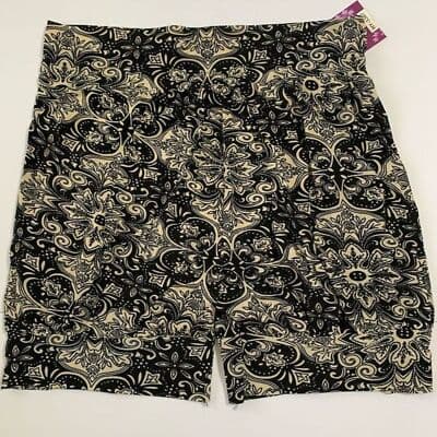 Huefulin's Women's M Black Paisley Print Elastic Waist Shorts - Thumbnail 6