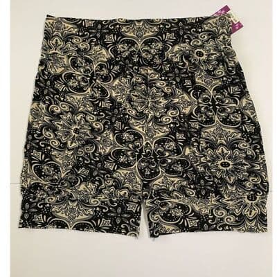 Huefulin's Women's M Black Paisley Print Elastic Waist Shorts - Thumbnail 7