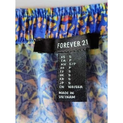 Forever 21 Strapless Tube Top Drawstring Waist Pockets Floral Blue Womens Size S - Thumbnail 3