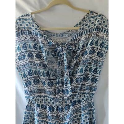 Teenbell Sleeveless Top Blouse Elastic Waist Blue Size Medium - Thumbnail 4
