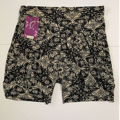 Huefulin's Women's M Black Paisley Print Elastic Waist Shorts - Thumbnail 5