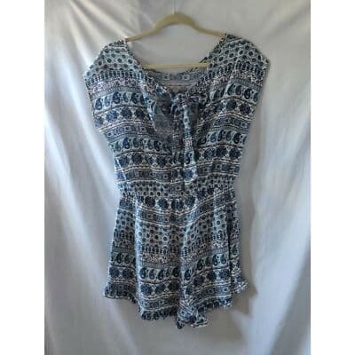 Teenbell Sleeveless Top Blouse Elastic Waist Blue Size Medium - Thumbnail 3