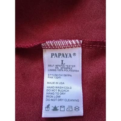 Papaya Womens Burgundy Lace Back Peplum V-Neck Sleeveless Top CH1387PA Size L - Thumbnail 4