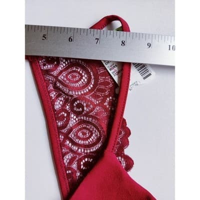 Papaya Womens Burgundy Lace Back Peplum V-Neck Sleeveless Top CH1387PA Size L - Thumbnail 8