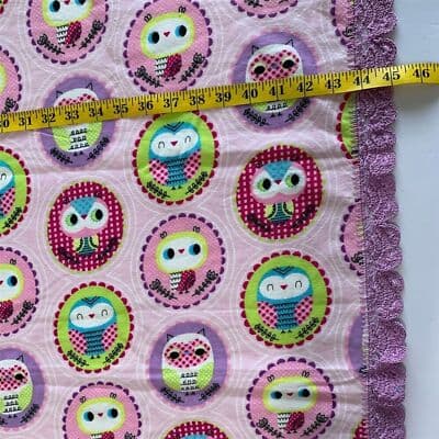Jo-Ann Fabrics Multicolor Owl Print Flannel Fabric with Lace Trim Baby Throw - Thumbnail 7